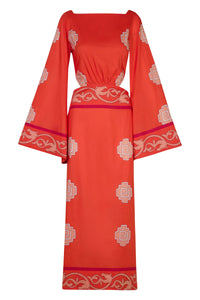 Robe Underwater sanctuary en coton - Rouge