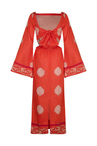 Underwater Sanctuary cotton dress - Red