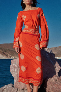 Robe Underwater sanctuary en coton - Rouge