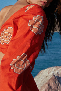 Robe Underwater sanctuary en coton - Rouge