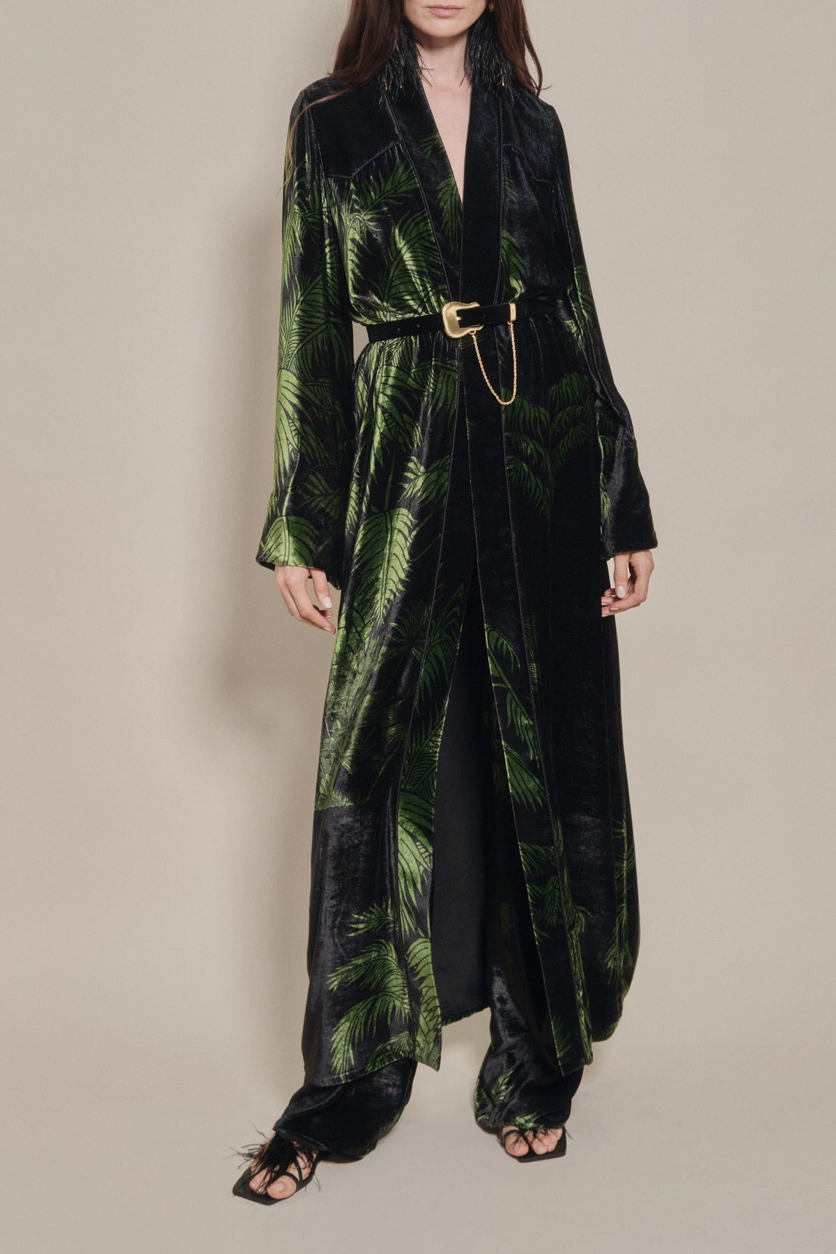 Kimono Alma Majestuosa en soie - Noir