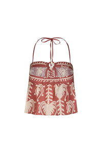 Haut Oceanic en soie - Rouge
