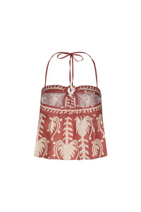 Haut Oceanic en soie - Rouge