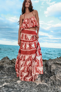 Haut Oceanic en soie - Rouge