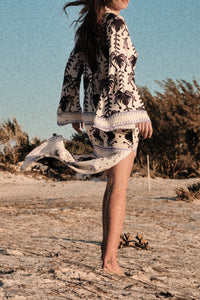 Wild Savannah silk tunic dress - Navy blue