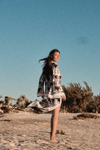 Wild Savannah silk tunic dress - Navy blue