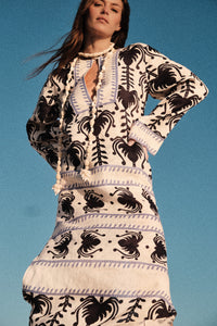 Wild Savannah silk tunic dress - Navy blue