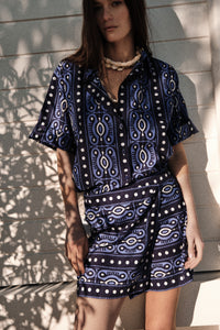 Chemise Salty Promises en soie - Bleu marine
