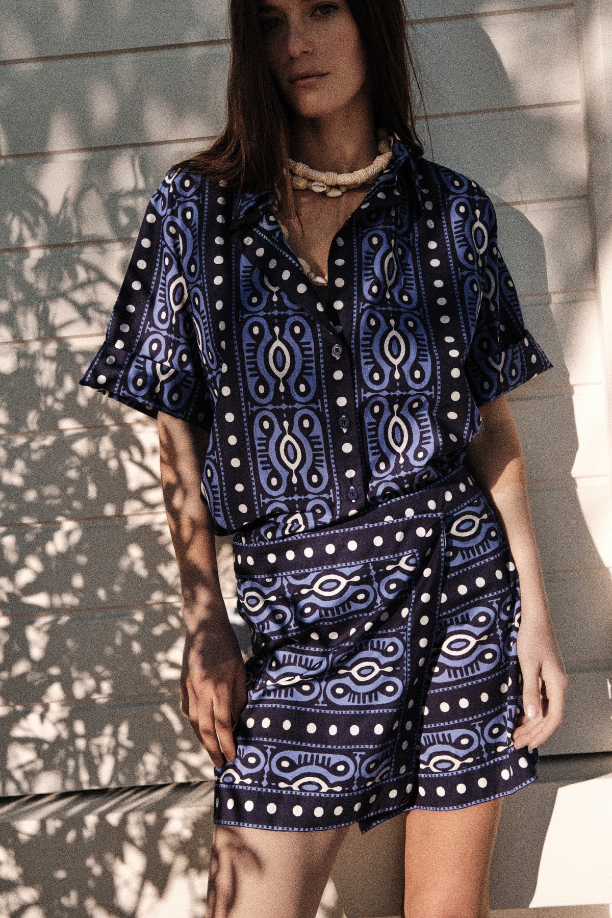 Chemise Salty Promises en soie - Bleu marine