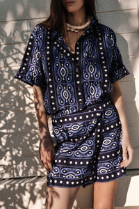 Chemise Salty Promises en soie - Bleu marine