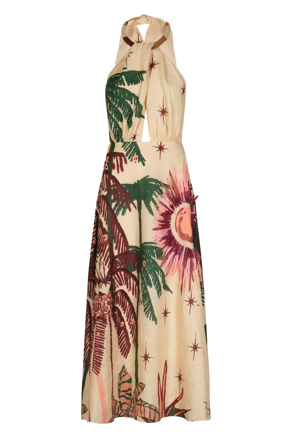 Robe Western Elements en soie - Vert