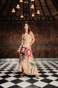 Robe Western Elements en soie - Vert
