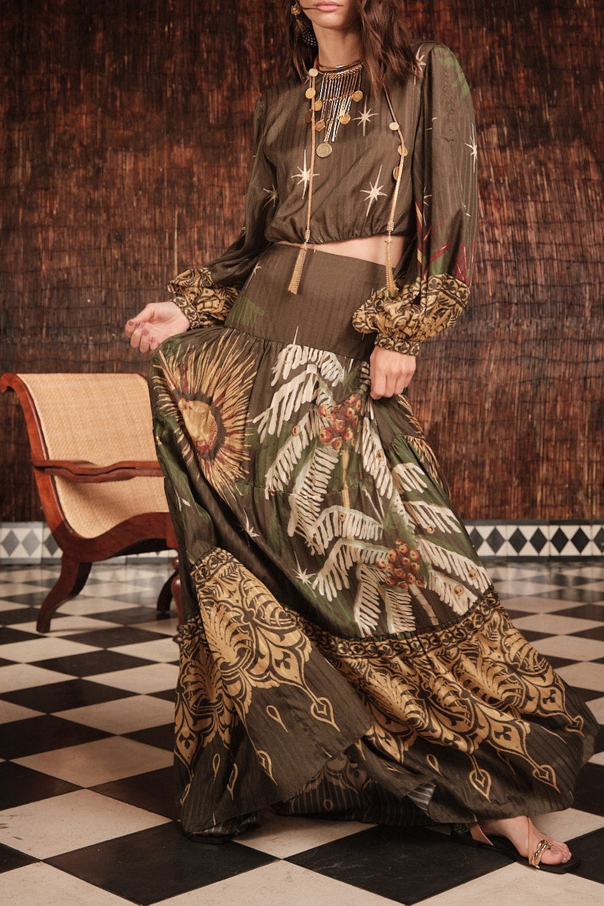 Relatos De Mi Tierra silk skirt - Green