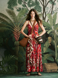 Sendero De Astromelias cotton dress - Red