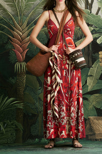 Robe Sendero De Astromelias en coton - Rouge