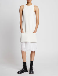 Robe droite à franges - White