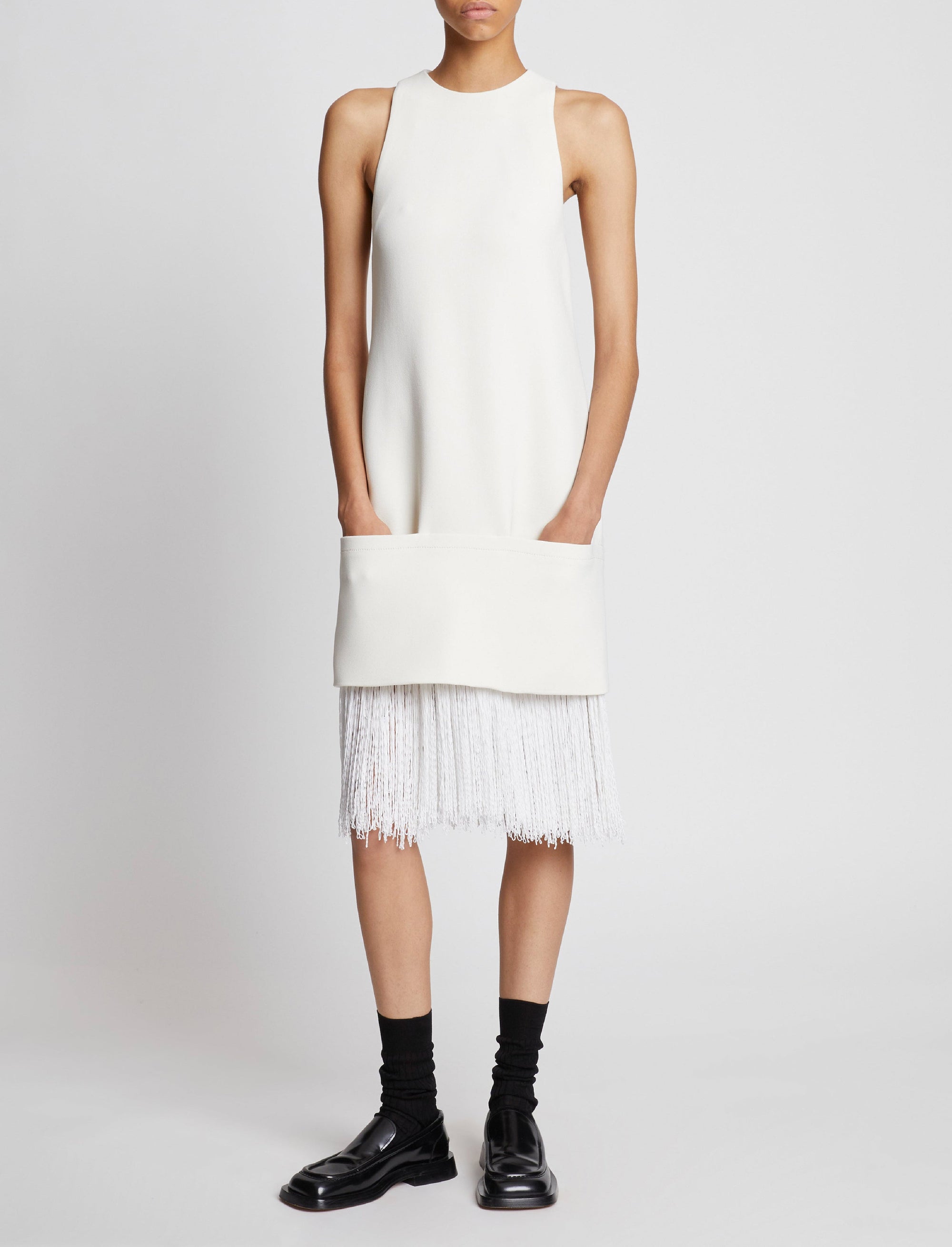 Robe droite à franges - White