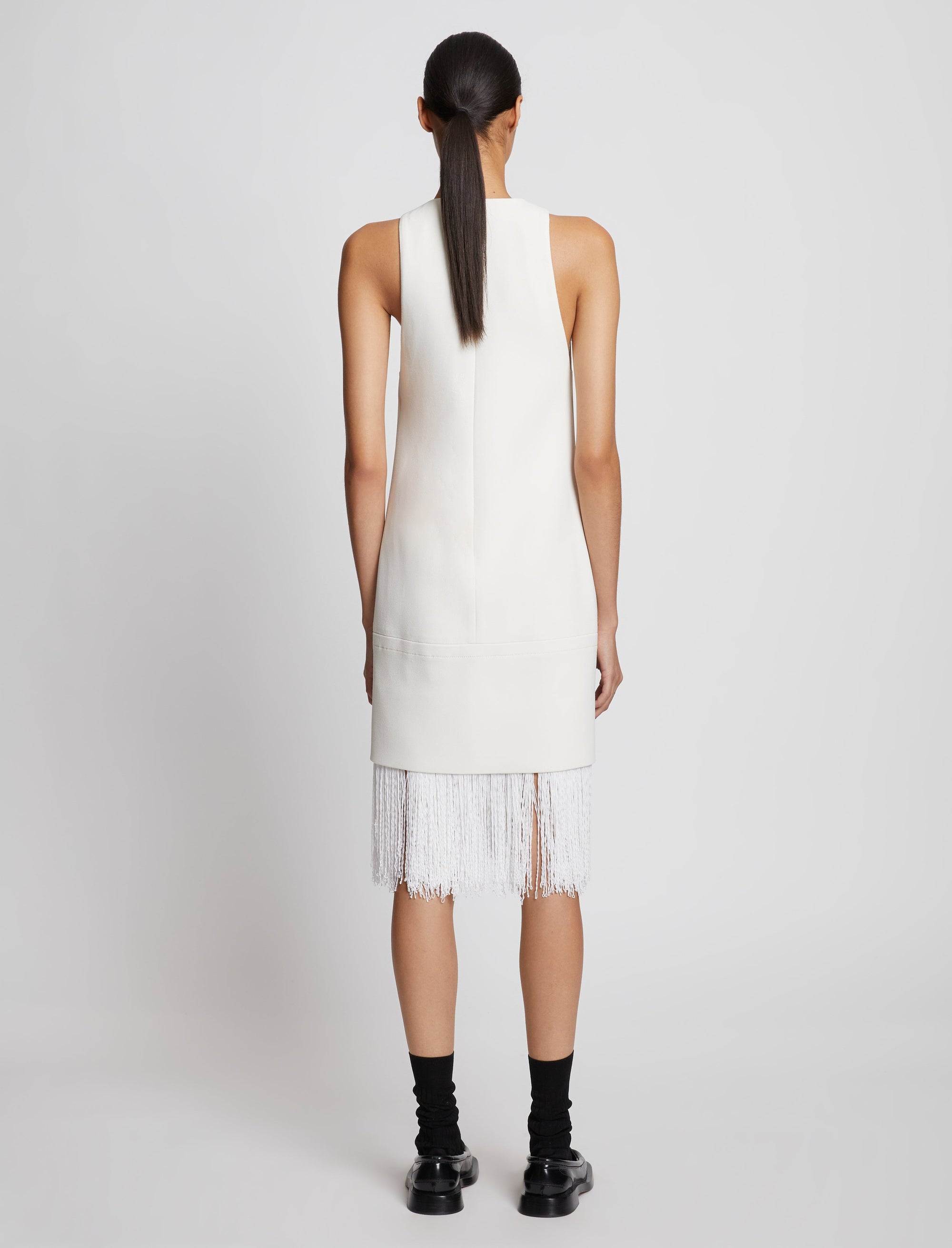 Robe droite à franges - White