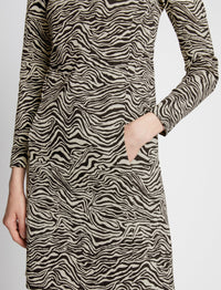 Robe courte en jacquard - Black & Ecru