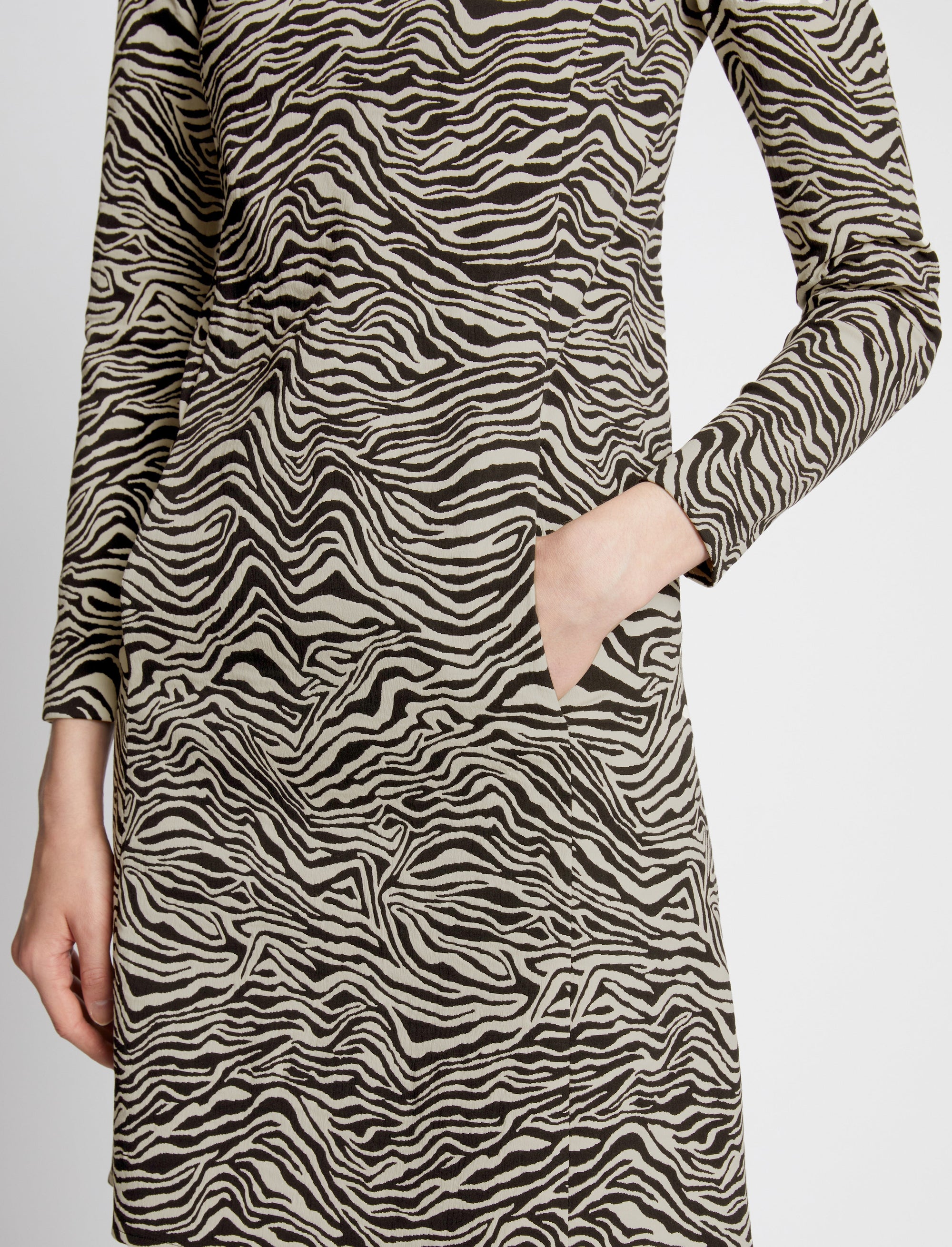 Robe courte en jacquard - Black & Ecru