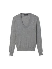 Pull col rond en laine - Grey mélangé