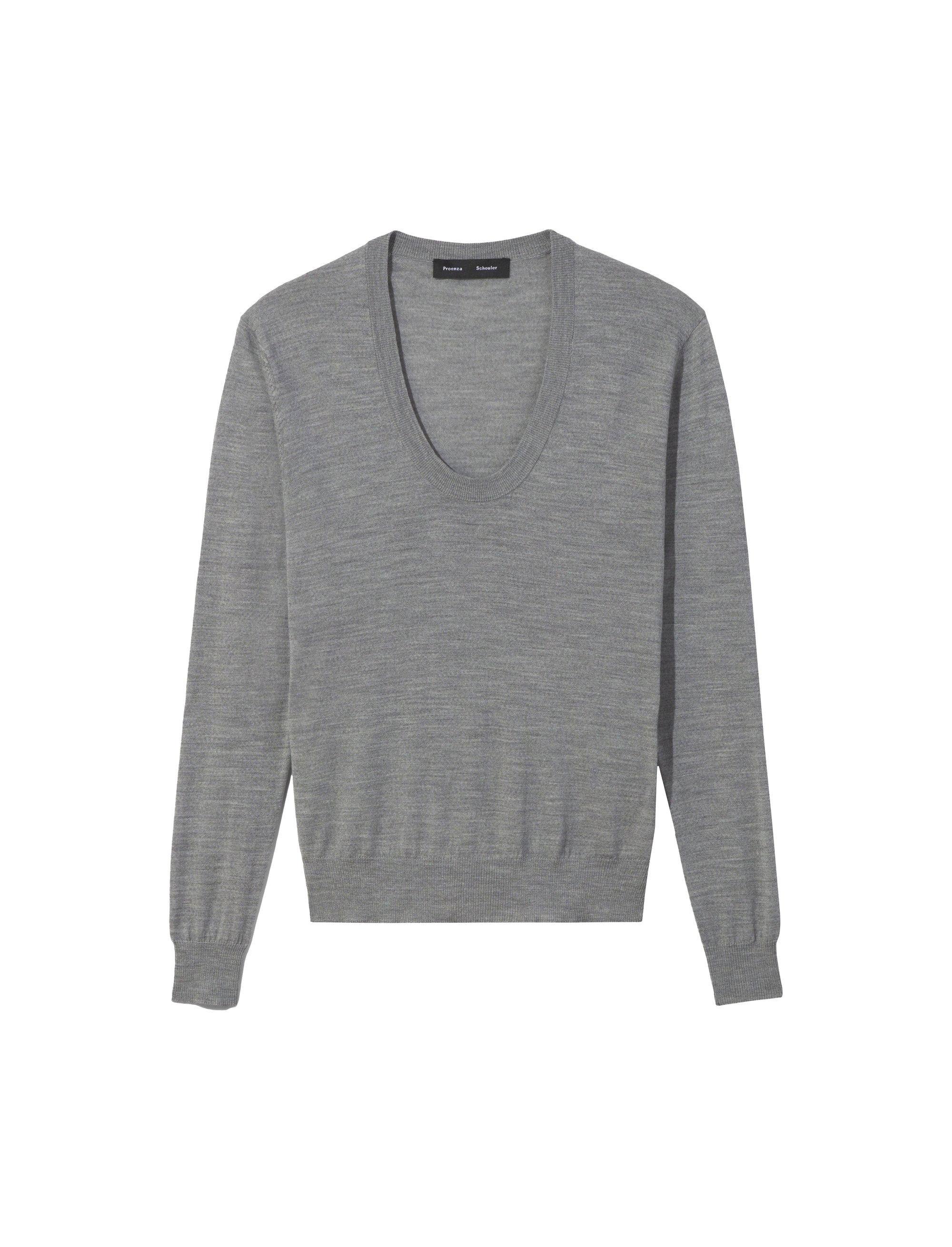 Pull col rond en laine - Grey mélangé