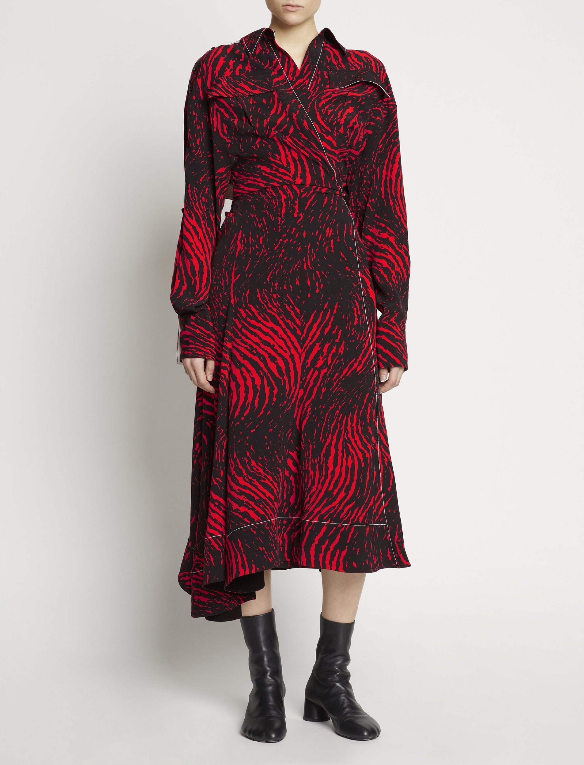 Robe portefeuille à imprimé - Red Multicolor
