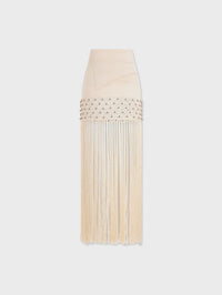 Long fringed skirt - Nude