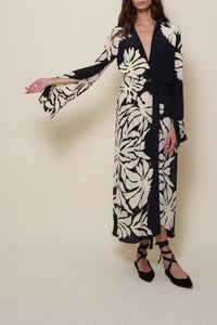 Robe Dream flowers en soie - Noir
