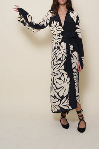 Robe Dream flowers en soie - Noir