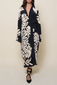 Robe Dream flowers en soie - Noir
