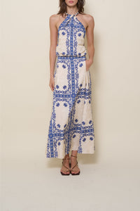 Andalusian-style cotton top - Blue