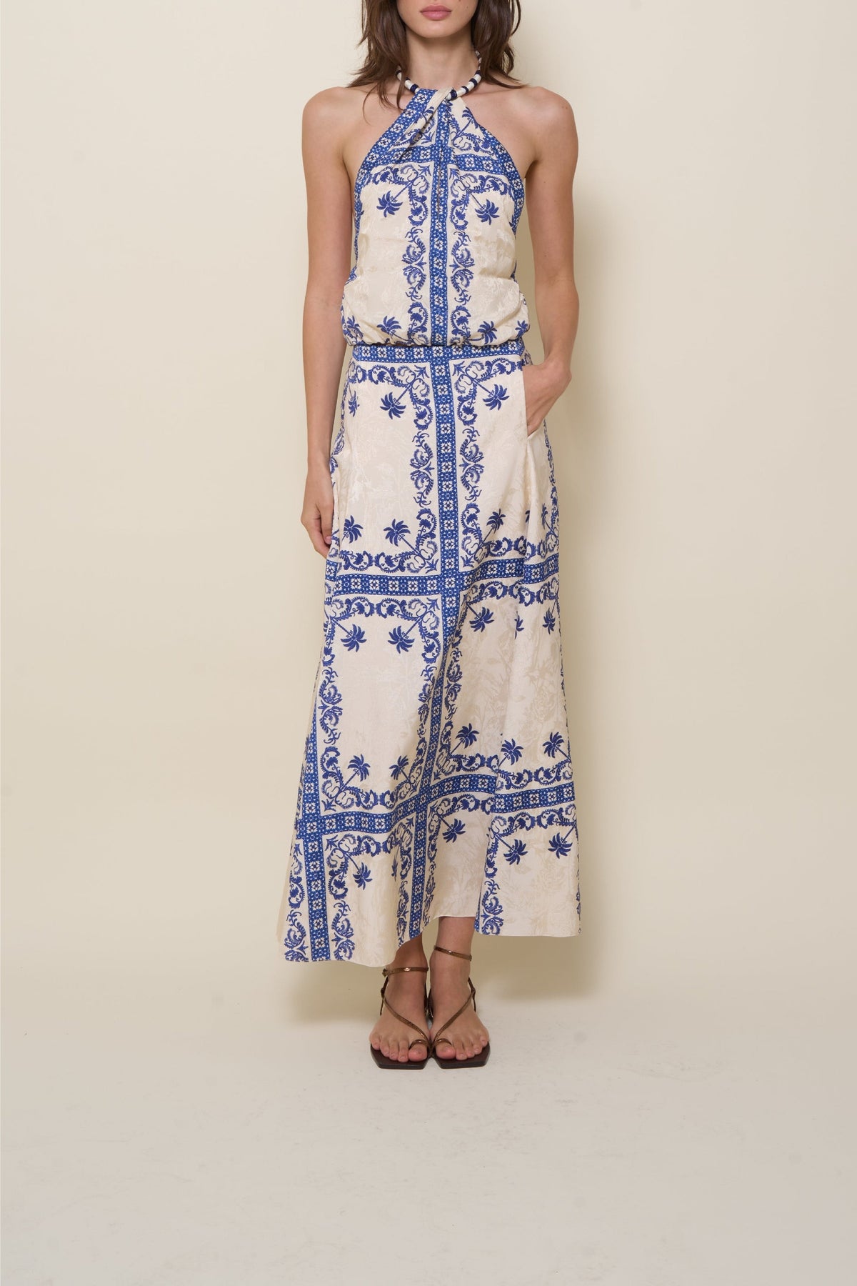 Andalusian-style cotton top - Blue