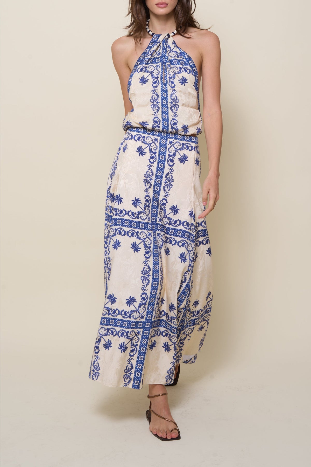 Andalusian-style cotton top - Blue
