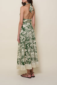 Robe Heritage à nouer au col en coton - Vert