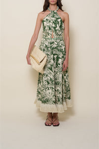 Robe Heritage à nouer au col en coton - Vert