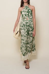 Robe Heritage à nouer au col en coton - Vert