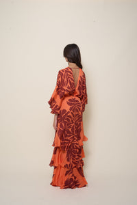 Botanical Poetry silk dress - Orange