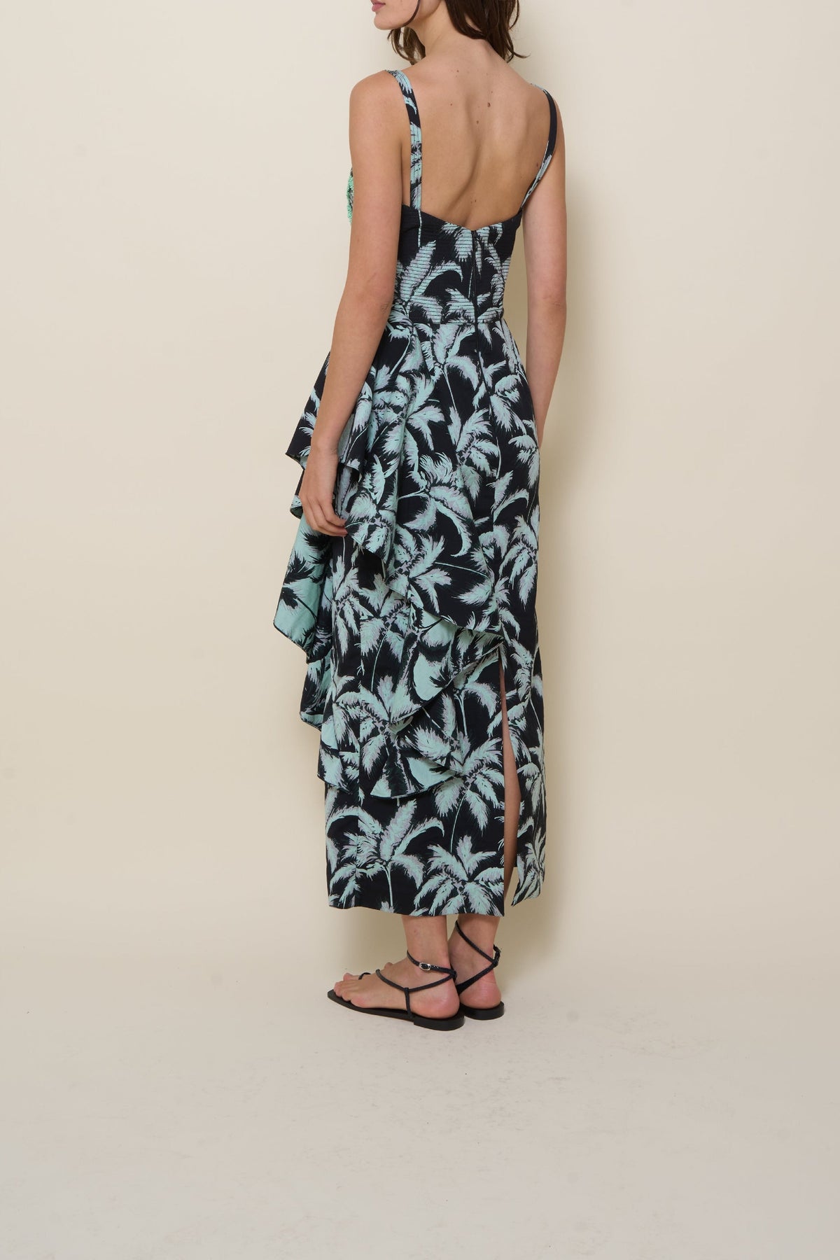 Robe Threaded palms en soie - Noir