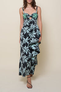 Robe Threaded palms en soie - Noir