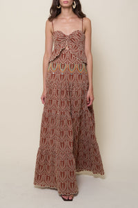 Entre flechas silk dress - Wine