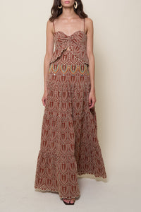 Robe Entre flechas en soie - Wine