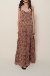 Entre flechas silk dress - Wine