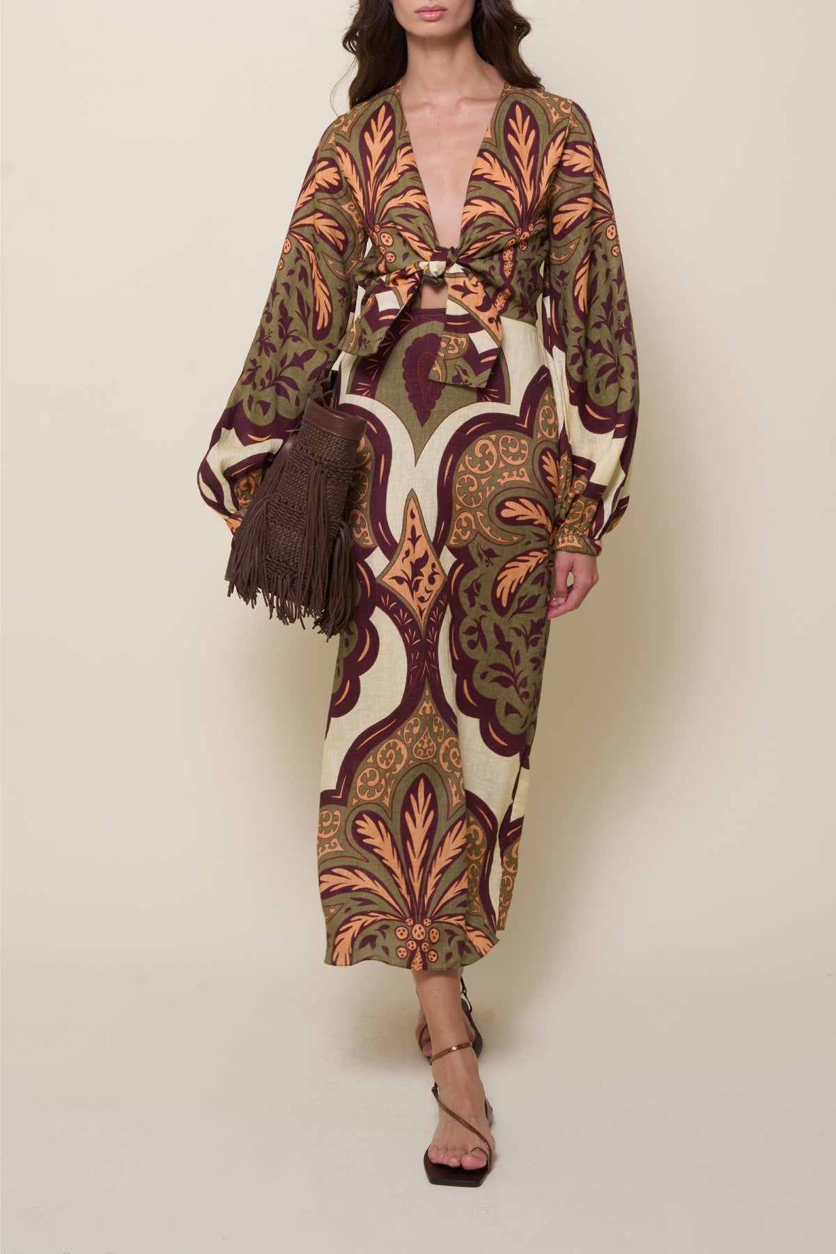 Across Paradise linen dress - Brown