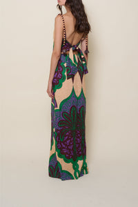 Lucky Charm linen and silk dress - Purple