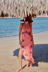 Energetic patterned linen dress - Pink