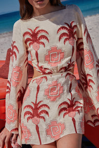 Wave after wave linen dress - Pink