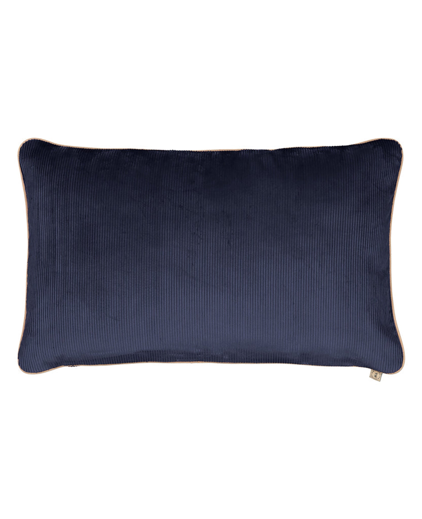 Coussin Carino en velours côtelé - Bleu marine et Beige