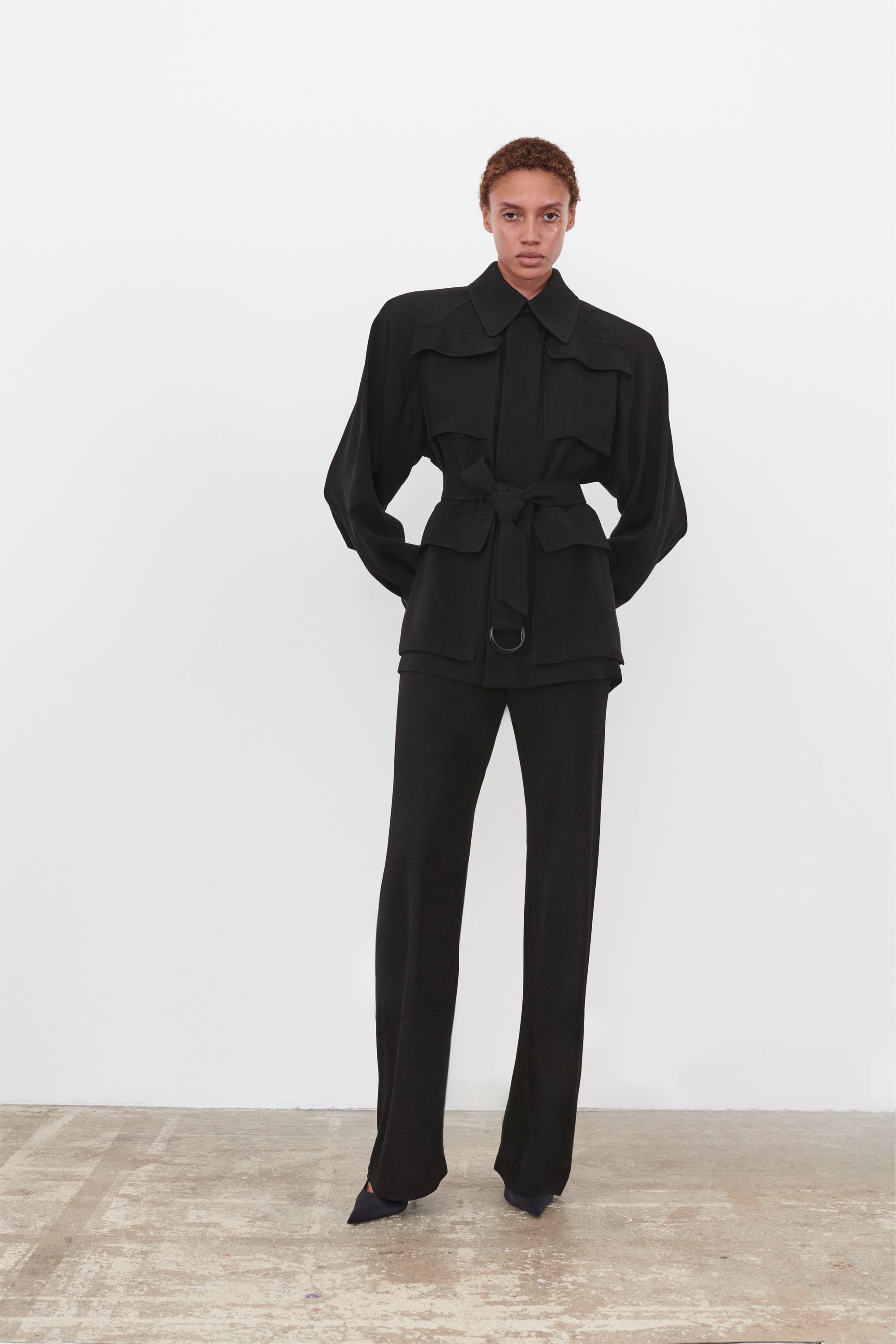 Crepe Safari Jacket - Black