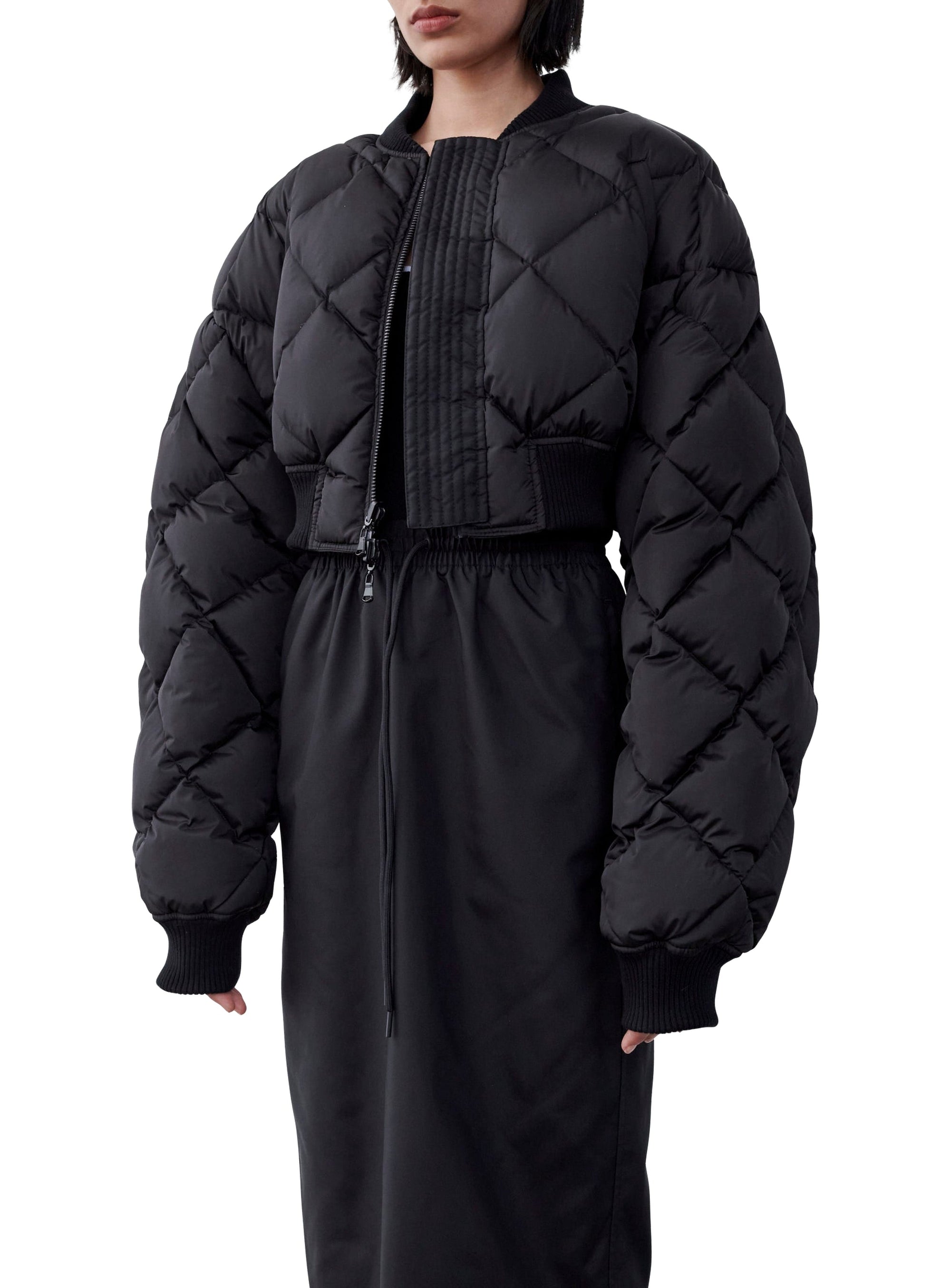 Crop Reversible Bomber - Black